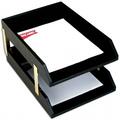 Eva-Dry/Momentum Sales & Mktg Dacasso Leather Double Legal Trays with Gold Posts - Classic Black a1021